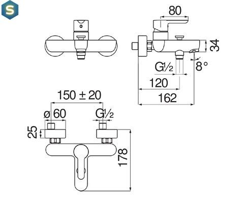 Змішувач для ванни Nobili ABC AB87110/1CR, Хром