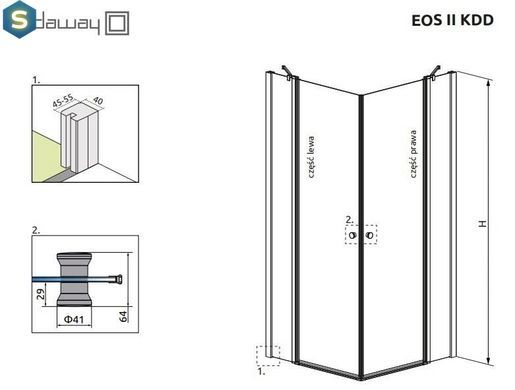 Душова кабіна Radaway Eos II KDD 90Lх100R 3799461-01L+3799462-01R