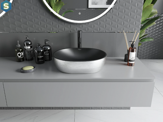 Умивальник Mexen Viki silver brushed black matt накладний MEX-21054873, Хром