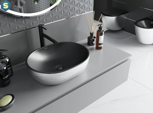 Умивальник Mexen Viki silver brushed black matt накладний MEX-21054873, Хром