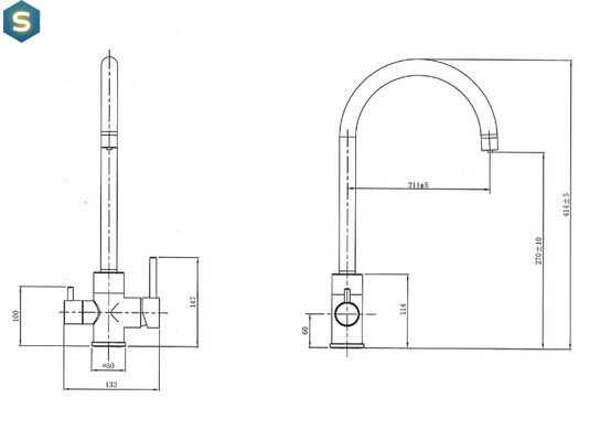 Смеситель для кухни Koller Pool Orion Double S на две воды нержавеющая сталь ORDS0500F, Хром