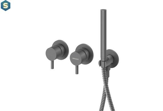 Душевая система Kohlman Axel 25 graphite + BOX скрытого монтажа KPL-QW260AG25, Графит