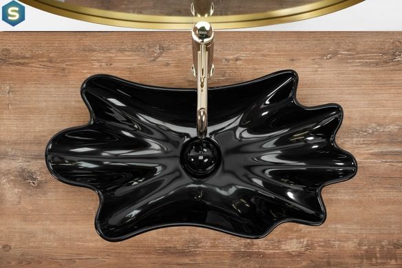 Умывальник Rea Infinity black накладной REA-U3401, Черный/золото