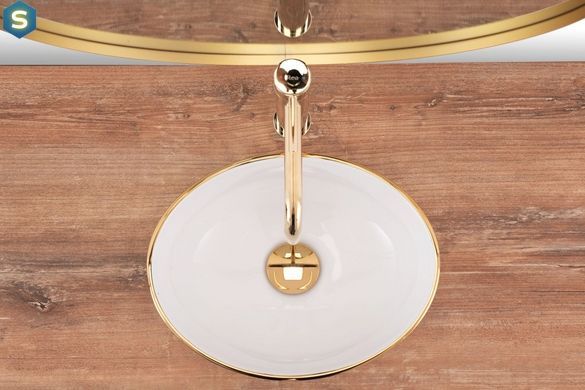 Умивальник Rea Sofia Mini white gold накладний REA-U6334, Золотий