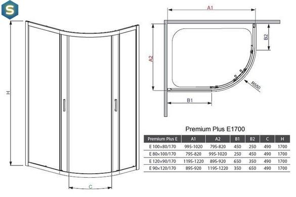 Душевая кабина Radaway Premium Plus E 100x80x170 стекло матовое 30481-01-02N