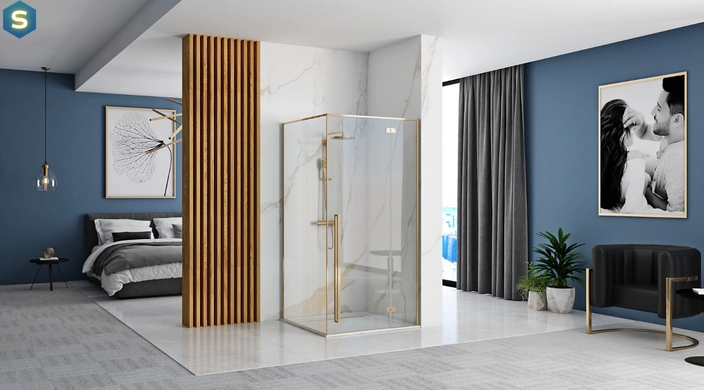 Душевая кабина Rea Fargo 80x100 gold REA-K4907, Золотой, Универсальная, прозрачный