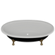 Ванна отдельностоящая глянцевая Amidicon Olimpia 180x90 черная из литого камня золотые ножки OLIMPIA_180_nizhk-g_BLACK_HL, Черно-белый