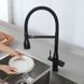 Смеситель для кухни на две воды Gappo G4399-76 гибкий излив нержавеющая сталь черный, Черный матовый