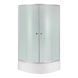 Душова кабіна Latwa SC90x90.SAT.MID.FR полукругла, скло Frost 4 мм + Душовий піддон KAPIELKA ST90x90x26, з панеллю Lidz, Хром матовий, Універсальна, хром матовий, глубокий (более 20 см)