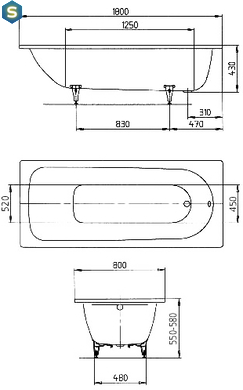 Ванна сталева Kaldewei Saniform Plus 180x80 112800010001