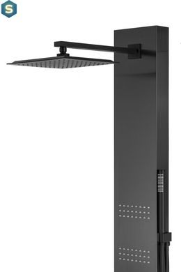 Душова панель Corsan Neo black з термостатом S060TBL, Черный матовый
