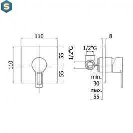 Душевая система для ванны Paffoni Shower верхний душ 200x200 мм black matt KITRIN010NO/M, Черный матовый