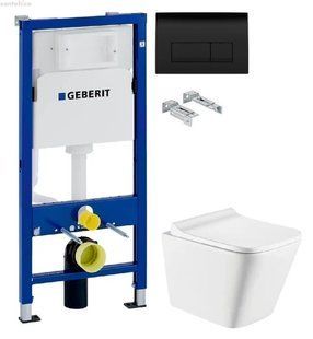 Інсталяція Geberit Duofix 458.103.00.1 з клавішею Delta50 чорний глянцевий + Унітаз підвісний Koller Pool Trend Tornado 3.0 TR-0490-RQ3 з сидінням Soft Close