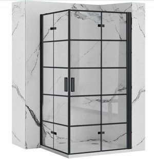 Душова кабіна Rea Molier 2 100x100 black REA-K6963 + REA-K6963, Черный матовый, Універсальна, прозорий, чорний матовий