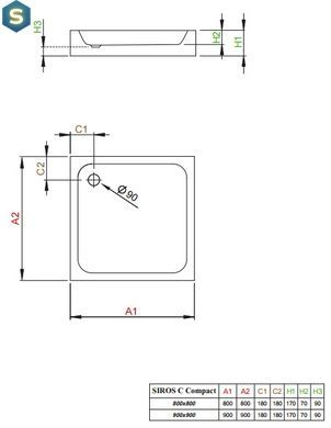 Душовий піддон Radaway Siros C 80x80 Compact SBC8817-2