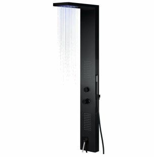 Душевая панель Corsan Tugela black LED с изливом S029MBLLEDW, Черный матовый