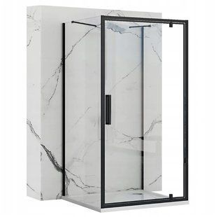 Душевая кабина Rea Rapid Swing 100x80 black пристенная REA-KPL-009955, Черный матовый, Универсальная, прозрачный, черный матовый
