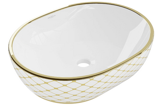 Умивальник Mexen Viki white diamond gold накладний MEX-21054809, Золотий