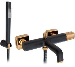 Змішувач для ванни і душа Rea Salto black gold REA-B6352, Чорний/золото