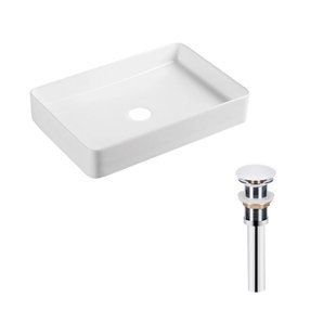 Умывальник Qtap Tern накладной прямоугольный 600x405x110 мм White + донный клапан PU02, Белый
