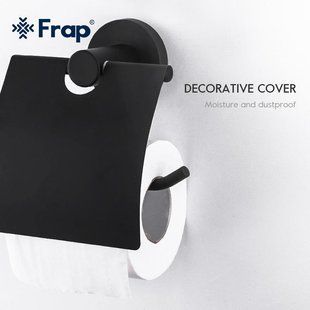 Тримач для туалетного паперу чорний/нержавіюча сталь Frap F30203 1/40, Черный матовый