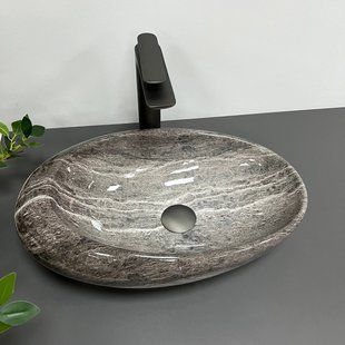 Умывальник (раковина) VBI VICENZA DARK STONE GLOSSY накладной, Каппучино