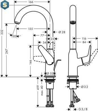 Змішувач для умивальника Hansgrohe Novus EcoSmart 71126000