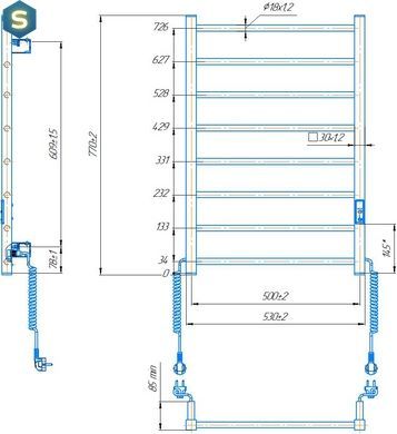 Электрический полотенцесушитель HF Leeds 770x530 white matte 6.1.0802.06.WM, Белый матовый, универсальное (коннектор), Электронный