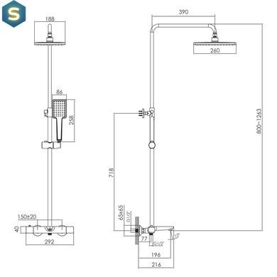Душевая система Imprese Bilovec T-10256, Черный матовый