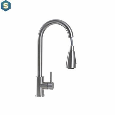 Смеситель для кухни с выдвижным изливом Platinum KT 8203 (8614) нержавеющая сталь, Нержавеющая сталь