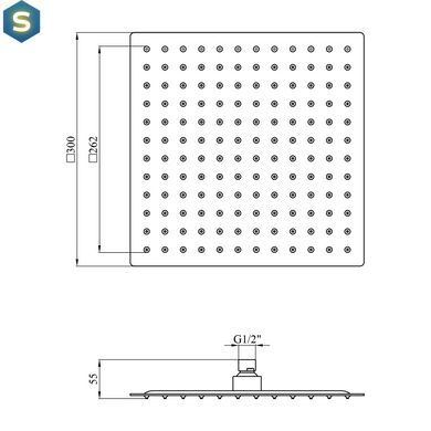 Верхній душ Kroner KRP Edelstahl Kubus - ESG704-30 CV022955, Хром матовий