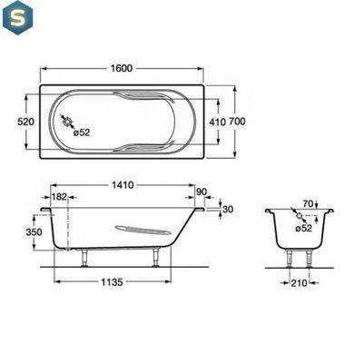 Ванна акрилова Roca Genova в комплекті з ніжками 150x70 A248373000
