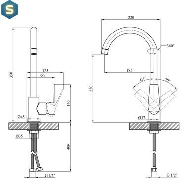 Смеситель для кухни Kroner KRP Eifel - C030 CV023618, Хром