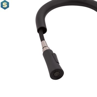 Смеситель для кухни Qtap Evicka с выдвижным изливом QTEVI9135103UB Black Matt, Черный матовый