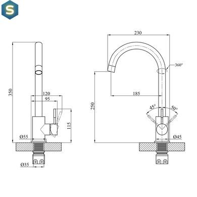 Смеситель для кухни Agua Acero-INOX035NM CV023289, Черный матовый