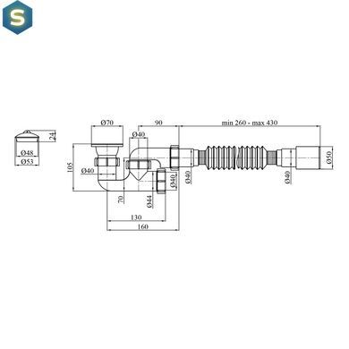 Сифон для душового піддона Kroner KRP - ST02 1 1/2"х40/50 мм з ревізією CV032070