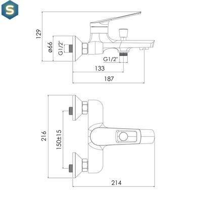 Смеситель для ванны хром Imprese Elio f03207701AA, Хром