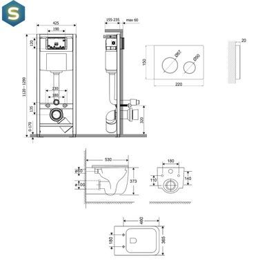 Подвесной унитаз Qtap Gemini Ultra Quiet + инсталляция Qtap Nest 4 в 1 (круглая клавиша White), Белый
