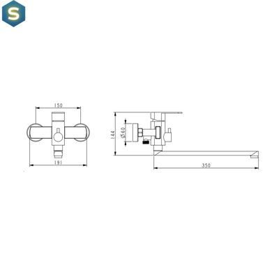 Смеситель для ванны Lidz Luna 005 (c душевым гарнитуром) (k35) LDLUN005NKS46093 Nickel, Нержавеющая сталь