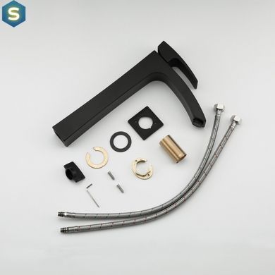 G1007-16 Змішувач для умивальника високий гайка чорний Ø35 Gappo Jacob 1/8, Черный матовый