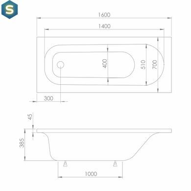 Ванна акриловая Imprese Rozkos 160x70 без ножек white b0701016070, Белый