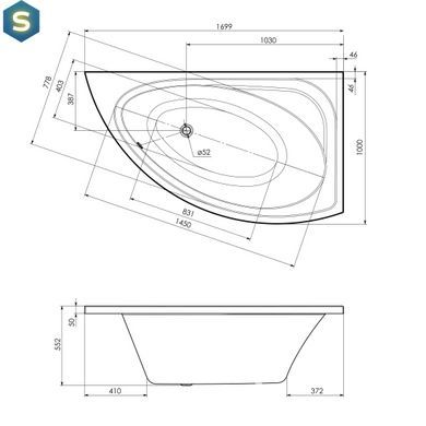 Ванна акрилова Imprese Blatna 170x100 ліва BLATNA170L