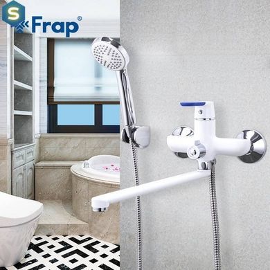 Смеситель для ванны длинный гусак белый &Oslash;35 Frap 1/10 F2234, Белый