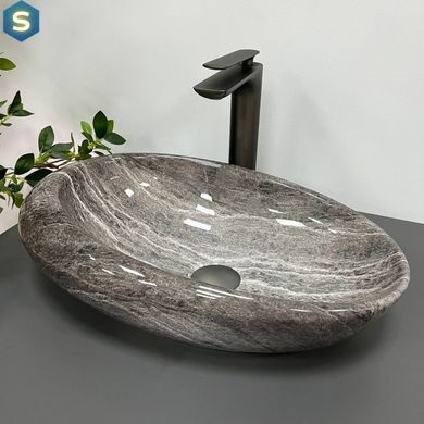 Умивальник (раковина) VBI VICENZA DARK STONE GLOSSY накладний, Каппучино