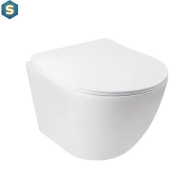 Набор Qtap инсталляция 3 в 1 Nest QT0133M425 с панелью смыва круглой QT0111M11V1146MB + унитаз с сиденьем Jay QT07335176W, Белый