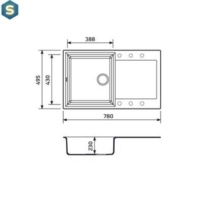 Кухонна мийка Adamant Horizon 780x495x230 графіт 000008542, Графит