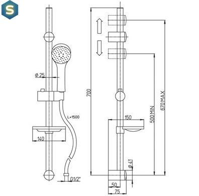 Душовий гарнітур Paini 50CR124/CBL, Хром