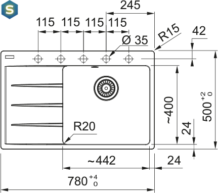 Franke Centro CNG 611-78 TL, Fragranit