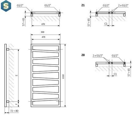 Полотенцесушитель водяной Terma 1310x500 Zigzag WGZIG131050K9M5SX, Черный матовый