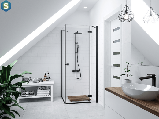 Душевая система Corsan Ango black с термостатом CMN02TBL, Черный матовый